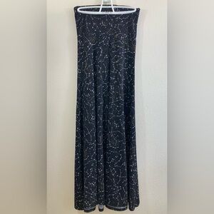 LuLaRoe Black Maxi Skirt with White and Yellow Constellation Print Size XS
